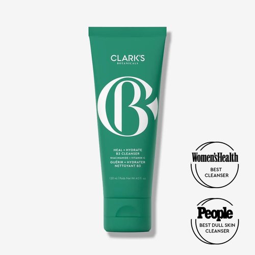 Clark's Botanicals Heal + Hydrate B3 Cleanser - Daily Niacinamide Face Wash with Vitamin C, 4 Oz