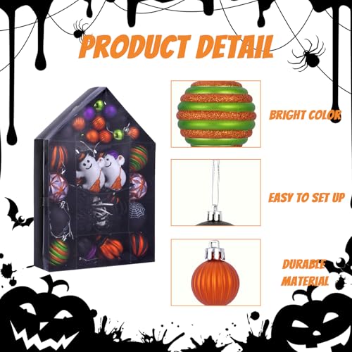 50 Pcs Halloween Tree Ornaments - Shatterproof Decorations for Spooky Holiday, Multi Variation
