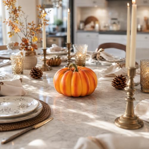 Artificial Pumpkin Decoration - Realistic Resin Fall Halloween Thanksgiving Ornament 19x14cm