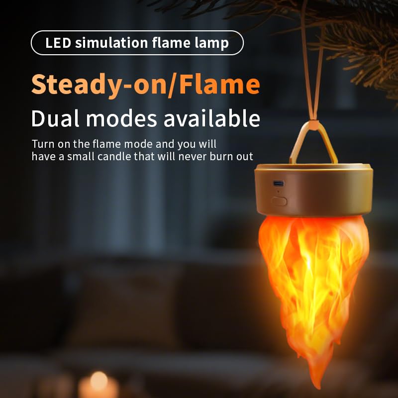 Rechargeable LED Flame Night Light with 3 Modes - Cozy Table Decor