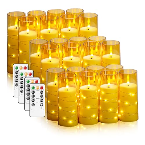 Flameless LED Candles with Timer, 24 Pack, Gold - Romantic Home Decor