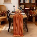 Orange Velvet Table Runner 29x120 Inches Set of 3 Fall Halloween Decor