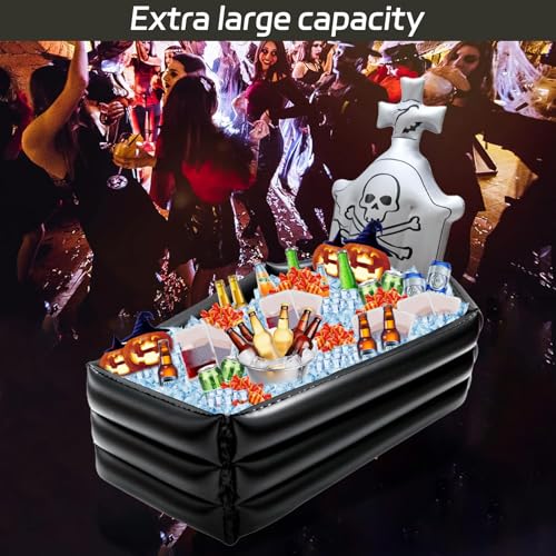 Inflatable Halloween Coffin Drink Cooler - 44 Inch Outdoor Party Ice Bucket