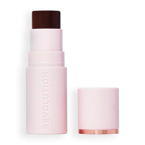 Revolution Beauty London Skin Silk Bronzer Stick - Buildable Cream-to-Powder Formula, Deep Mocha, 0.15 oz