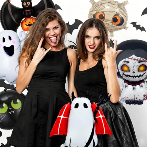 Halloween Balloons with Ghost Bat Horror Doll Party Decorations - Set of 7