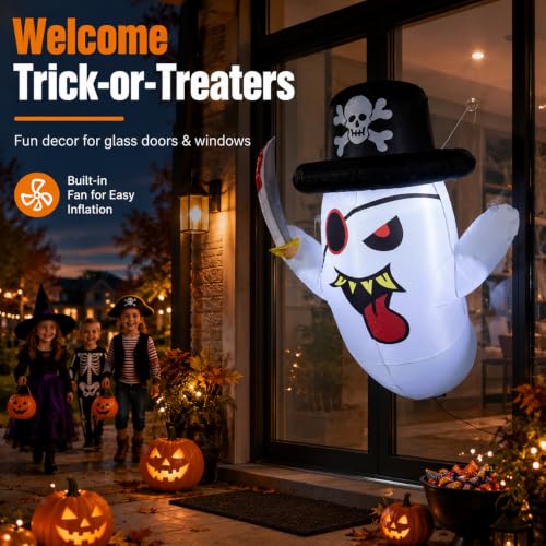 Halloween Inflatable Pirate Ghost Window Decoration - 3.5FT with LED Lights