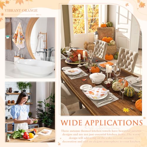 Fall Kitchen Towels Set - 12 Pack Microfiber Dish & Hand Towels 16x24 Inches