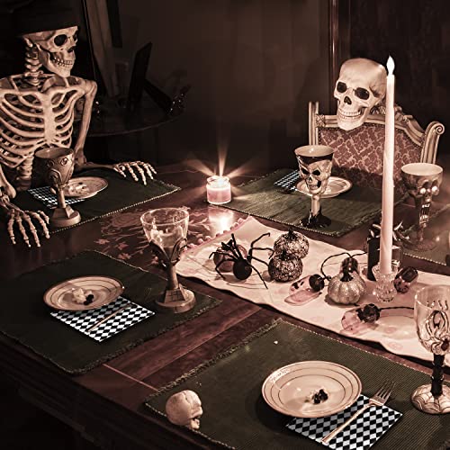 Black and White Plaid Paper Napkins - Halloween Party Cocktail Serviettes 6.5" x 6.5"