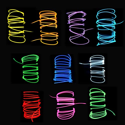 EL Wire 10-Pack 16.4Ft Neon Glow Electroluminescent Wire - 5m Multi-Color DIY Party Decorations