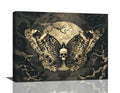 Gothic Skull Wall Art Canvas - Spooky Skeleton Butterfly Decor 16x12 Inch - Halloween Home Artwork