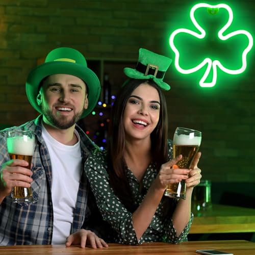 Shamrock Neon Lights - 2 Pack 11 Inch LED Clover Window Decor for St. Patrick's Day - USB Powered, Indoor Outdoor Wall Art (Variation: Shamrock)