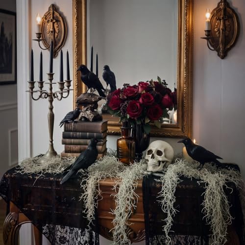 Halloween Moss Garland Set - Spooky White Old Man's Beard Decor for Haunted Scenes - 4 Pieces 2.9ft