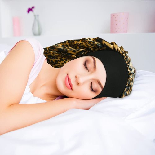 BCHRTOIP 4 Pcs Long Satin Sleep Bonnet for Curly Hair and Dreadlock, Long Braids Bonnet Sleeping Cap for Women Multicolor