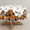 Round Halloween Tablecloth 70x70 Inch Ghost Pumpkin Orange Festive Decor