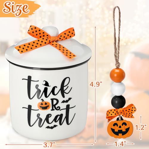 White Halloween Trick or Treat Ceramic Candy Canister - Festive Decor
