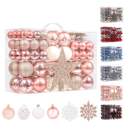 95Pcs Christmas Ornament Set - Rose Gold Holiday Tree Decorations & Gift Package