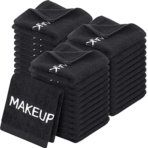 Black Cotton Makeup Towels Washcloths Bulk 50 Pcs 10 x 10 Inch - Soft & Absorbent