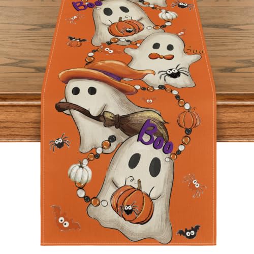 Halloween Table Runner 13x72 Inch Orange Polyester Party Decor - Artoid Mode