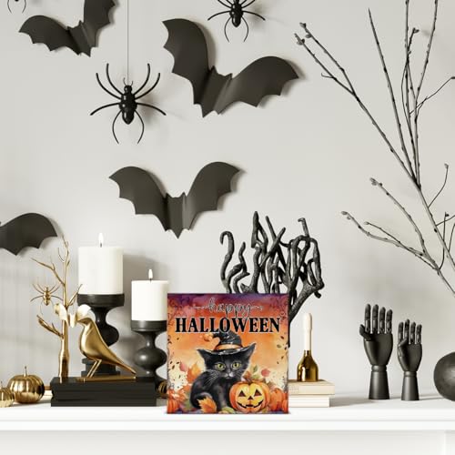 Halloween Decorations Happy Halloween Wooden Sign - Ghosts Spooky Decor - Variation: HALLOWEEN