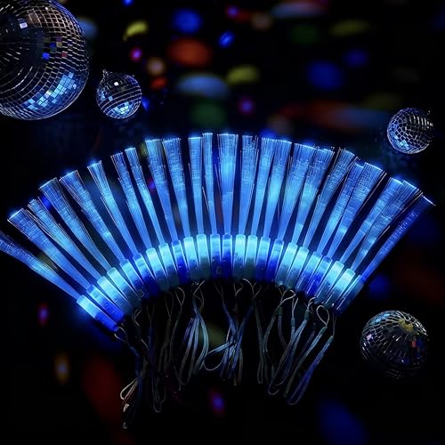 Blue Fiber Optic Wand LED Glow Stick Bulk with 3 Light Modes - 36 Pieces