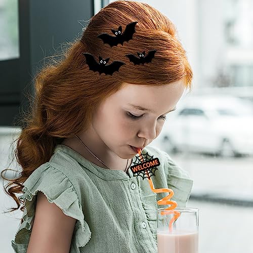 Halloween Crazy Straws Set - 24pcs with Pumpkin Ghost Bat Designs & 8 Colors + 2 Brushes