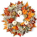 Artificial Fall Wreath 22 Inch Autumn Harvest Decor for Front Door and Wall