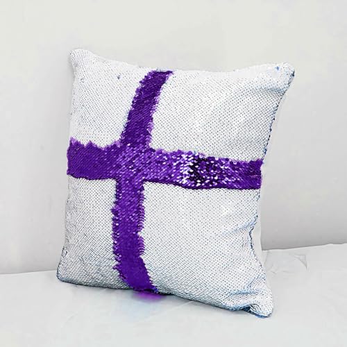 Purple Sequin Pillow Blanks 16x16 Inches - Pack of 4, Sublimation Ready