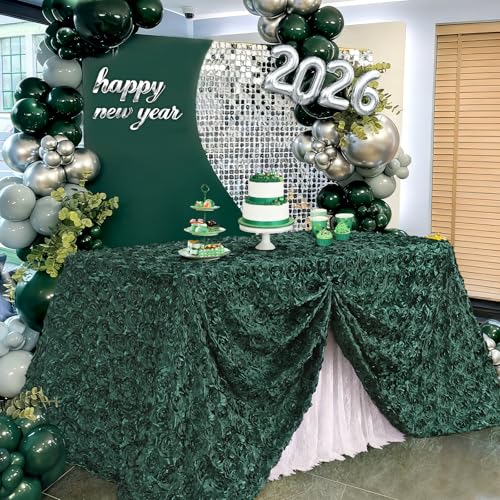 Dark Green Rosette Satin Tablecloth 60 x 102 Inch Wedding Overlay - Variation of THIS listing