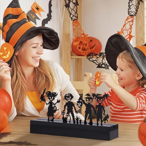 Halloween Table Decor Kid Silhouette LED Lights - Haunted Indoor Christmas Party