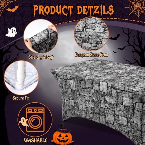 6ft Halloween Spandex Tablecloth with Brick Wall Pattern - Party Decor - Variation of THIS listing: 9.5" x 9.5" Rectangle