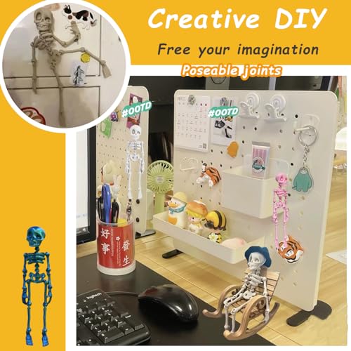 White Poseable Skeleton Fridge Magnet with Movable Joints - Funny Halloween Decor