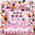 275Pcs Halloween Birthday Party Decorations Pink and Black Set for Kids – Plates, Balloons, Banner & More