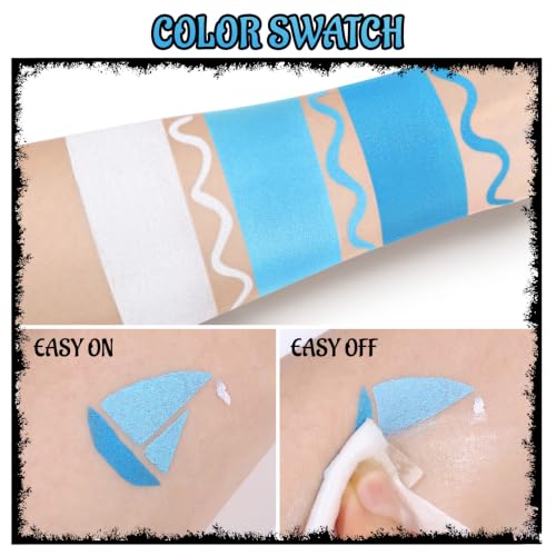 Ice Queen Face & Body Paint Kit - Blue & White Oil-Based Makeup with Applicator