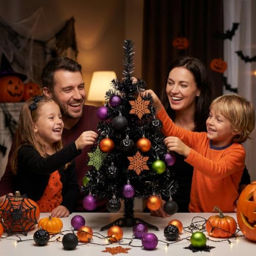 Valery Madelyn 50ct Halloween Tree Ornaments Indoor Decorations - Orange, Purple, Green, Medium