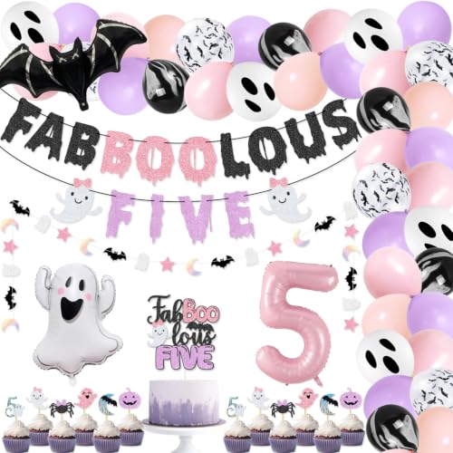 Party Kit with Banner Balloons Cake Topper and Garland for Halloween & Birthday Celebrations