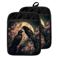 Gothic Raven Pot Holder with Heat-Resistant Pocket - Dark Academia Halloween Kitchen Accessory