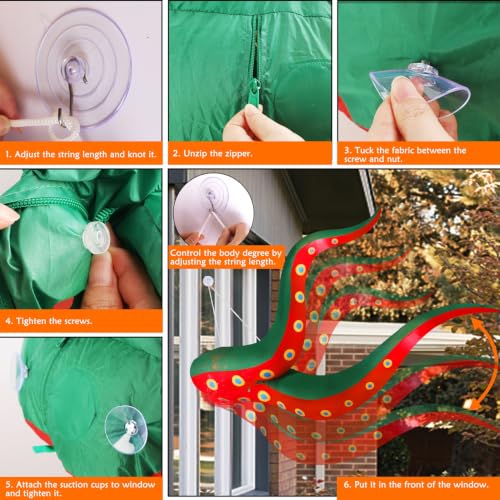 Juegoal 1 Pack Halloween Inflatable Octopus Tentacle Outdoor Decor - Lighted, 3.6ft Long