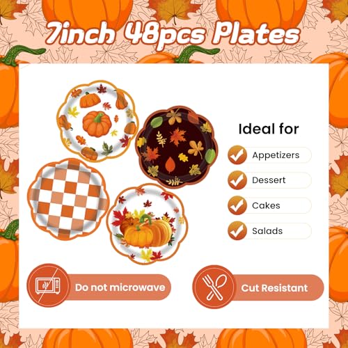Fall Paper Plates 48pcs Autumn Party Dessert Plates - Variation of This Listing