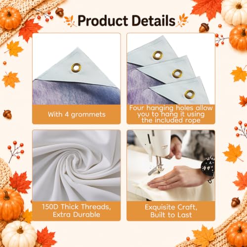 Happy Fall Banner - Fall Decor 3 - 71x43 Inches Autumn Wall Hanging
