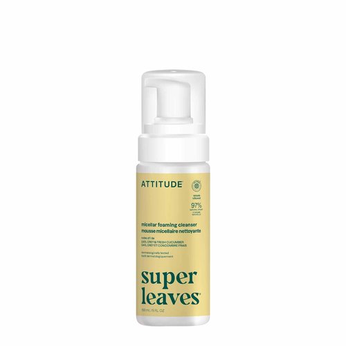ATTITUDE Micellar Foaming Facial Cleanser - EWG Verified, Vegan & Plant-Based | Earl Grey & Cucumber, 5 Fl Oz