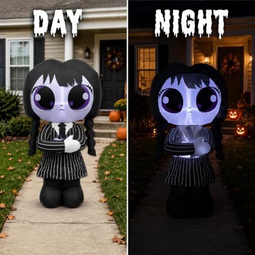 5ft Halloween Inflatable Witch Decoration with LED Lights for Yard & Party