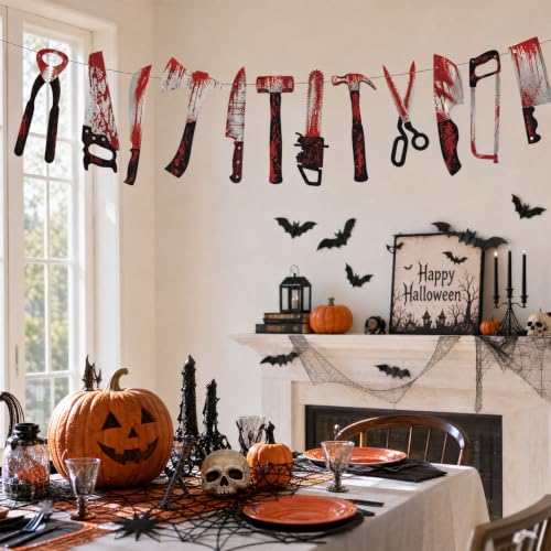 Halloween Bloody Banner Decorations - Knives, Scissors, Hammer, Garland