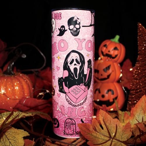 20oz Stainless Steel Halloween Tumbler with Straw Ghostface Horror Cup - Gift