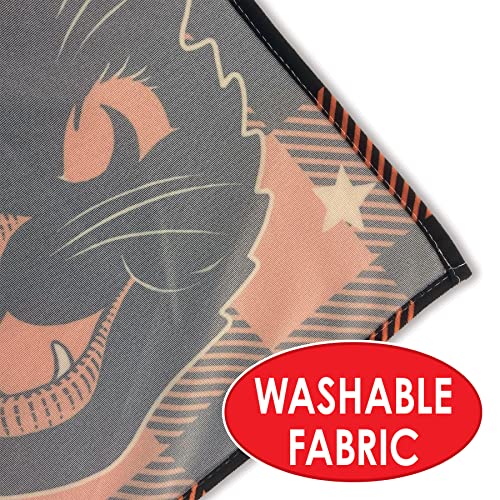 Black Cat Halloween Table Cover - 55 x 90.5 Inch Rectangular Fabric Decor - Variant: 90.5" x 55"
