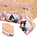 Pink Halloween Tablecloth Set - 3 Disposable 108x54 Inch Ghost Pumpkin Bats
