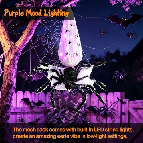 3FT Hanging Animatronic Spider Decor - Scary Sound & Retractable Drop, Outdoor Halloween Prop - Variation: Spider