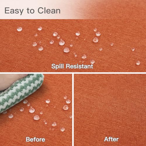 Water-Resistant Linen Textured Rectangular Tablecloth 60x108 Inch - Rust - Spillproof & Wrinkle-Free