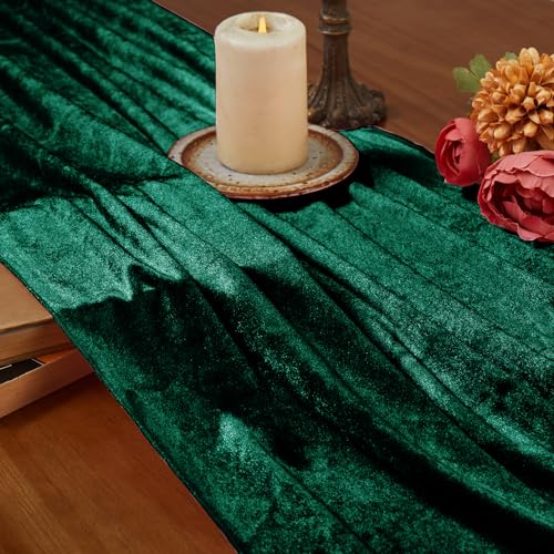 Velvet Table Runner 20x120 Inches - Green, Elegant Dining Decor