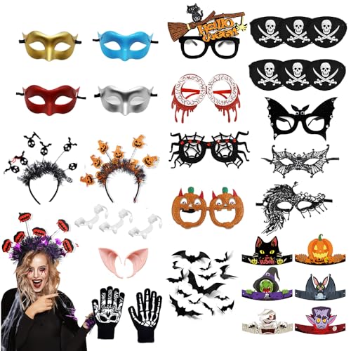 Halloween Photo Booth Props & Decorations Set - 110 Pieces Party Favors for Kids & Adults