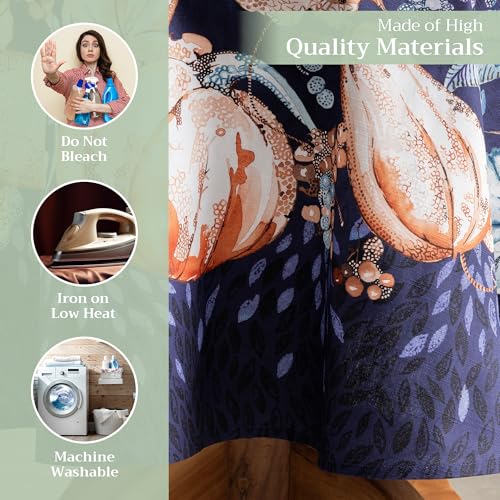 Maison d'Hermine 63-Inch Round Cotton Table Cloth - Pumpkin Blues Variation